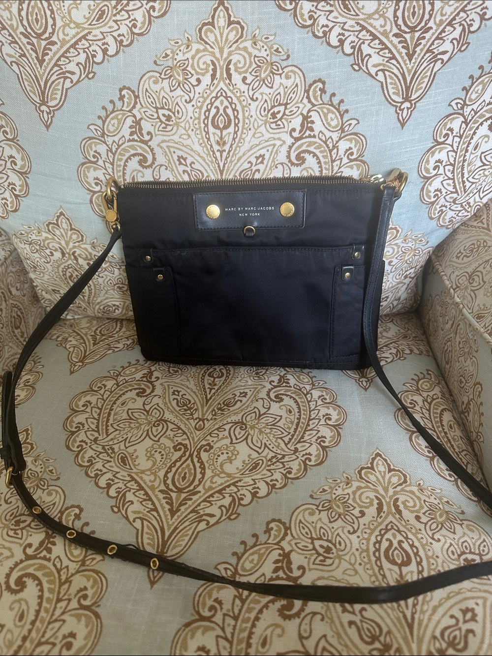 Marc by Marc Jacobs Black Nylon Crossbody with Gold Hardware